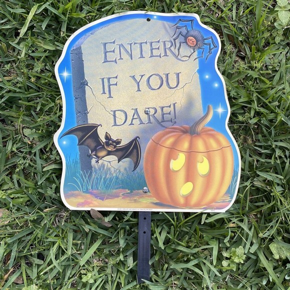 Vintage Yard Art Impact Plastics Spooky Halloween Pumpkin Ghosts Signs Set Decor - Picture 8 of 11